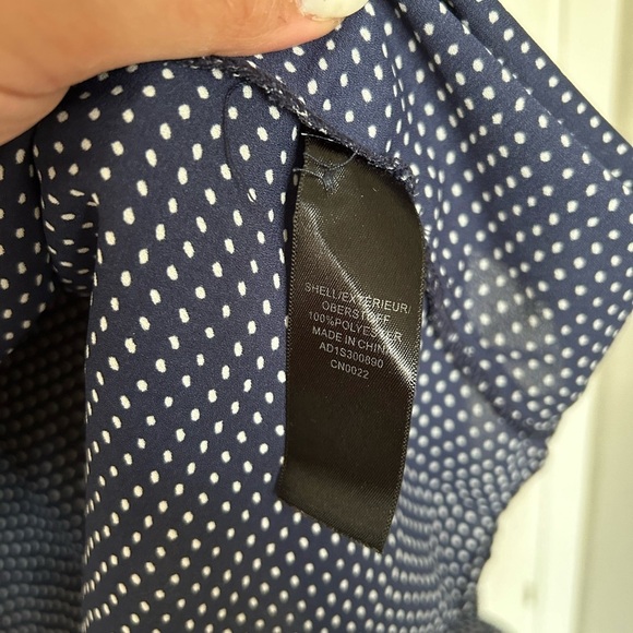 4/$20 Adrianna Papell polka dot ruffle flounce blouse- size L - Picture 6 of 9